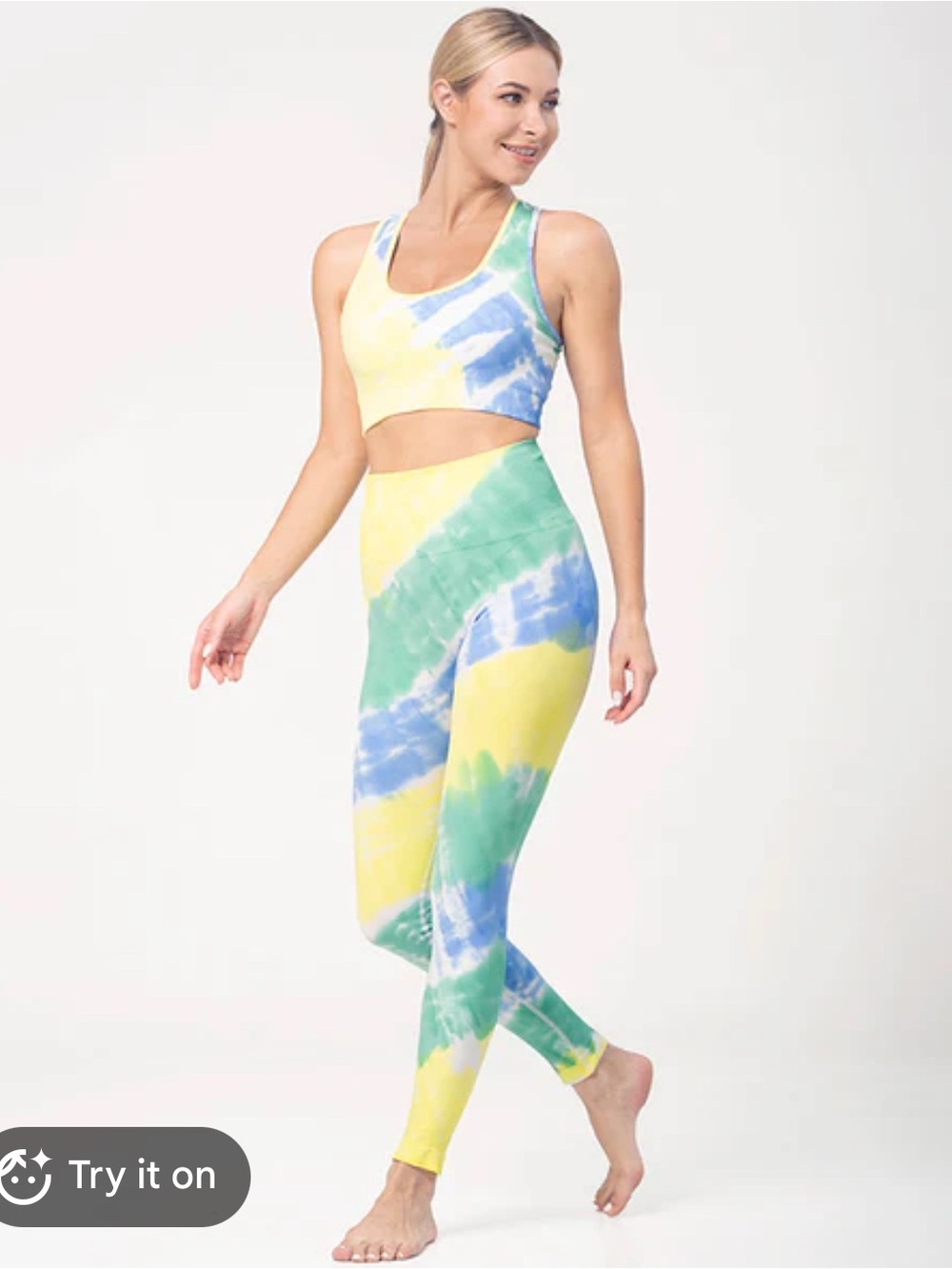 Two to Five Tie-Dye Leggings - Yellow, Green & Blue one size